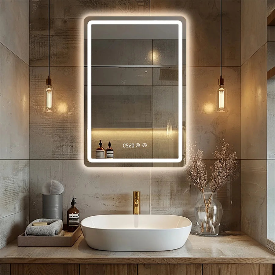 LED wall mirror 50×70 cm with adjustable lighting