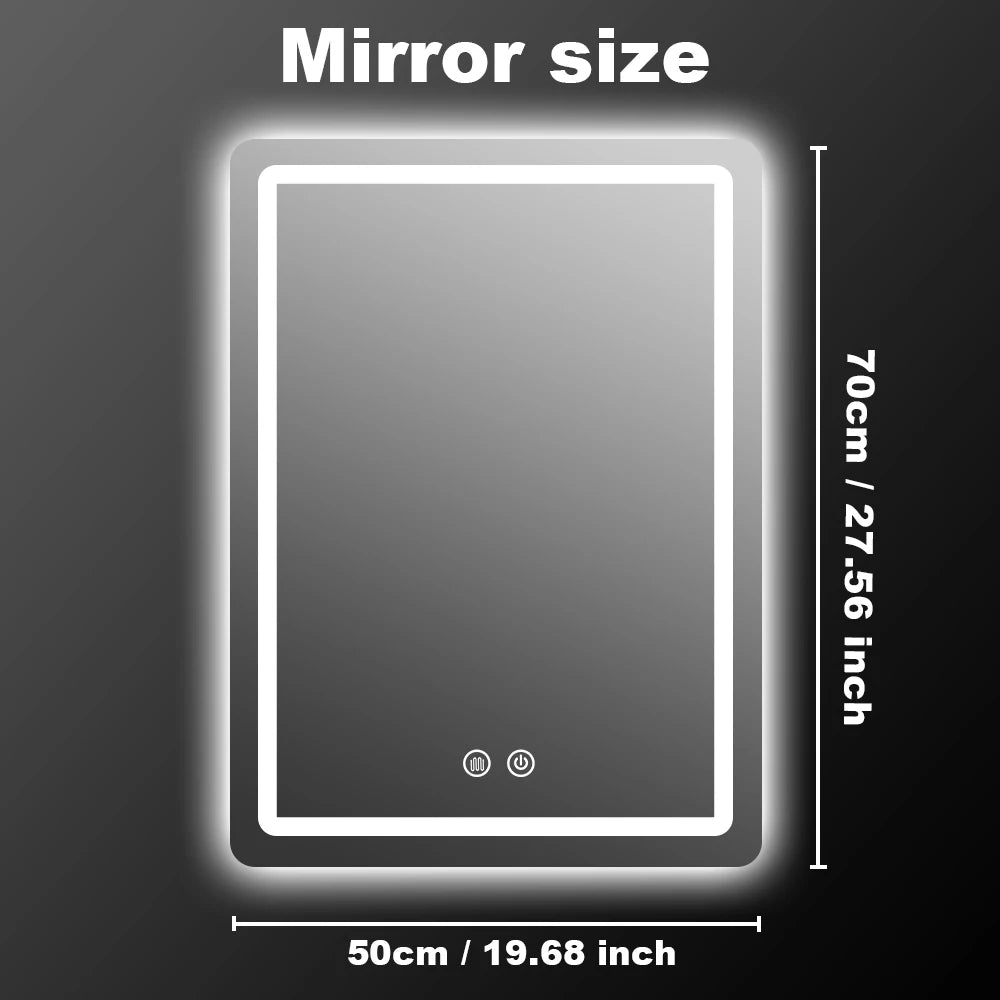 LED wall mirror 50×70 cm with adjustable lighting