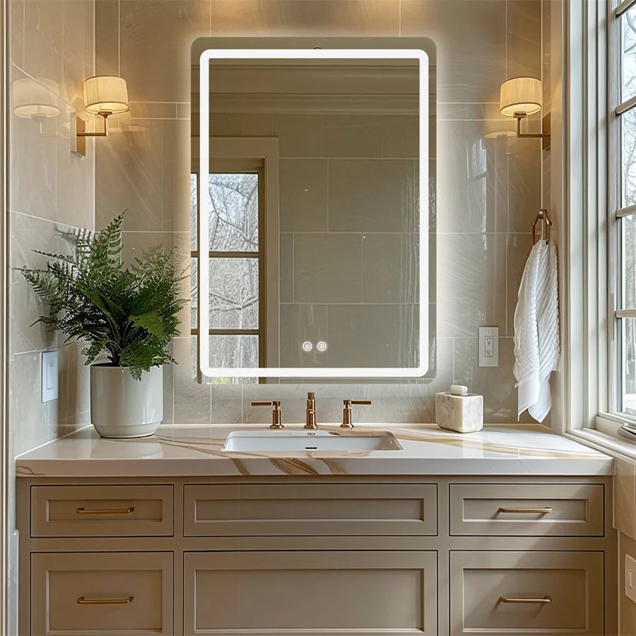 LED wall mirror 50×70 cm with adjustable lighting