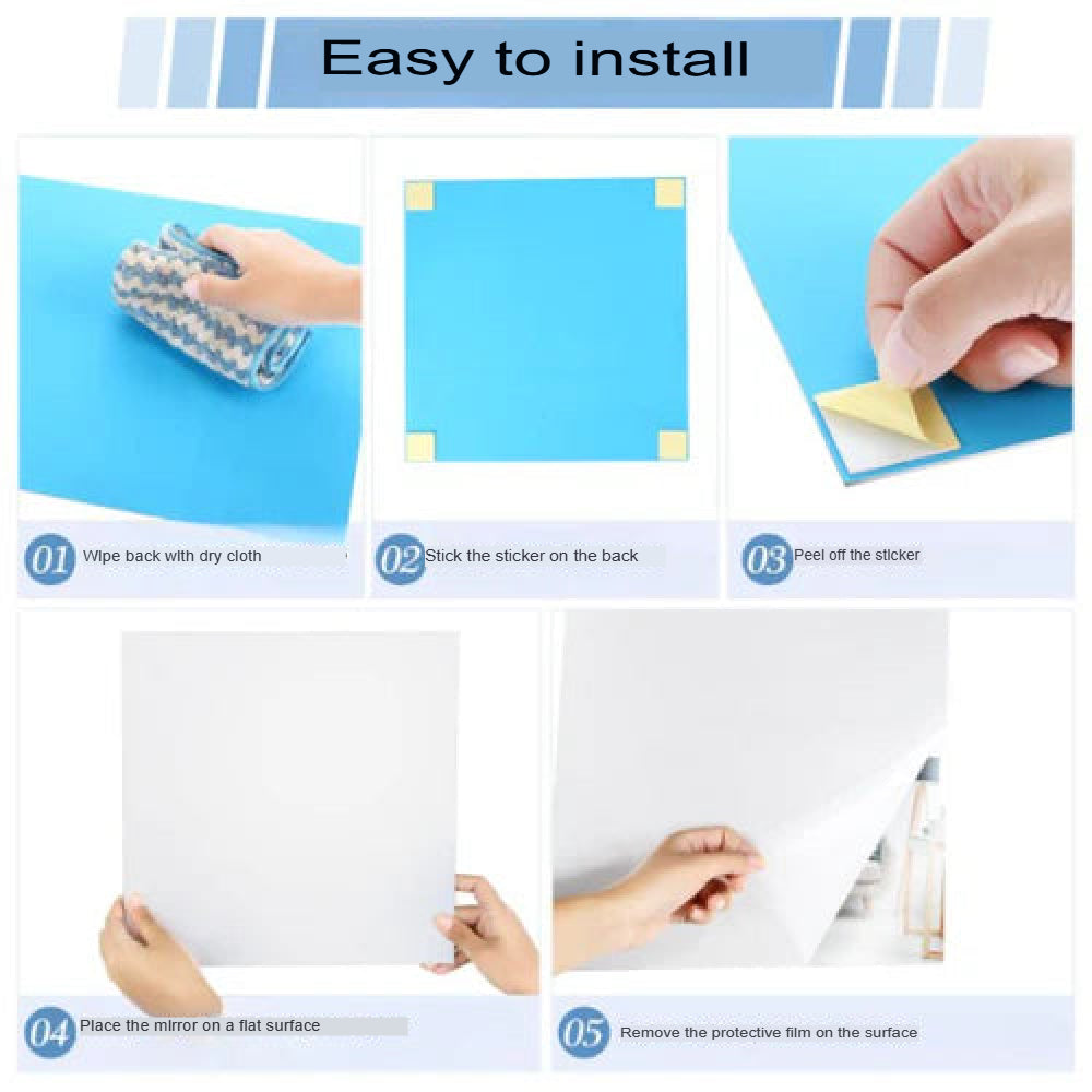 1 meter by 0.5 meter wall adhesive mirror