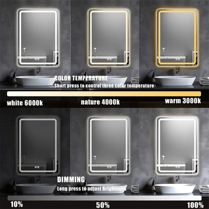 LED wall mirror 50×70 cm with adjustable lighting